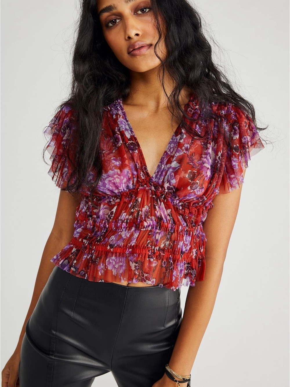 Free People Making Me Smile Mesh Top
